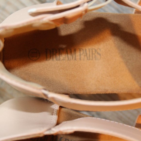 DREAM PAIRS Nude Elastic Ankle Strap Open Toe Platform Wedge Sandals 11 EUC - Picture 9 of 9